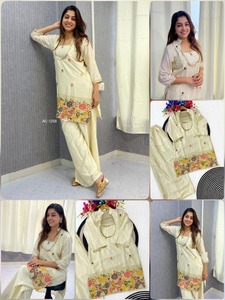 Conjunto de Kurta Chinon Suave Premium con Hermosos Bordados y Cuentas Decorativas, Ropa Étnica Elegante para Ocasiones Festivas y de Fiesta - Product Image 6