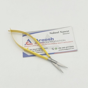 Ciseaux à ressort en acier inoxydable jaune enduit coupe-cils incurvé TP coupe-cils à sourcils avec pointe de lame droite tranchante - Product Image 3