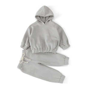 Conjunto Deportivo Gris de 2 Piezas para Niños y Niñas, Sudadera con Capucha y Cierre Completo y Pantalones Deportivos Cómodos - Product Image 1