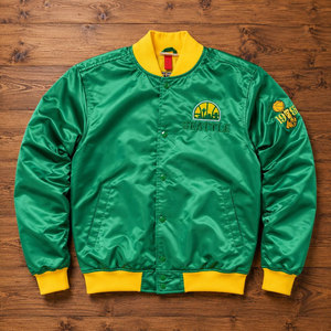 Chaqueta Bomber de Satén para Hombre, a la Moda, de Primera Calidad, Ligera, Estilo Urbano, de Secado Rápido, Chaqueta Universitaria de Seda - Product Image 4