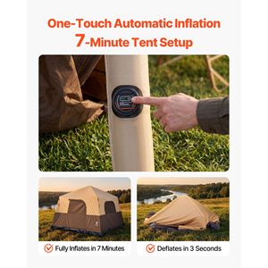 Carpa Inflable para 6 Personas con Bomba Recargable, Tubos de Aire de TPU, 4 Ventanas Grandes de Malla, Portátil y Fácil de Instalar para Acampar al Aire Libre - Product Image 2
