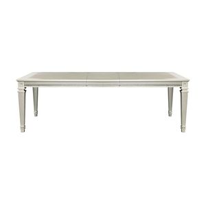 Tavolo da Pranzo Moderno Glamour con Prolunga, Finitura Argento e Cornice con Inserti in Acrilico per Arredamento Sala da Pranzo - Product Image 1