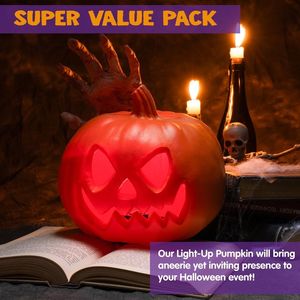 JOYIN decorazioni di Halloween all'aperto zucche di plastica leggera Jack O Lantern Trick Treat tavolo forniture per feste cortile prato giardino - Product Image 4