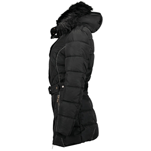 เสื้อแจ็คเก็ตพัฟเฟอร์แบบซิปยาวสั่งทำพิเศษ เสื้อโค้ทบับเบิ้ลหนาบุด้วยผ้าฝ้ายสำหรับฤดูหนาว  สำหรับผู้ชายและผู้หญิง มีฮู้ดบุขน - Product Image 6