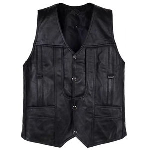 Chaleco de cuero transpirable con cuello en V y tachuelas, estilo retro, sin mangas, informal, para hombre, tendencia en moda. - Product Image 4