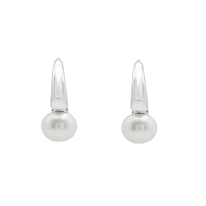 Pendientes colgantes finos de plata de ley 925 con baño de oro vermeil, minimalistas, con perlas de agua dulce irregulares, para mujer. - Product Image 1