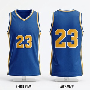 Camiseta de Baloncesto Azul Personalizada, sin Mangas, Sublimada, con Número 23, Cuello en V, Unisex, para Adultos, Transpirable, Ropa Deportiva de Equipo - Product Image 1