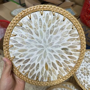 Salvamanteles de ratán natural con nácar de Vietnam para cocina, bases para macetas, mesas de boda y decoración del hogar - Product Image 3