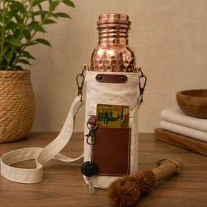 Hammered Textured Copper Hydration Vessel With <b>Brush</b> Eco-friendly Portable Multi-Use Home Use with Coaster Lids - Product Image 5