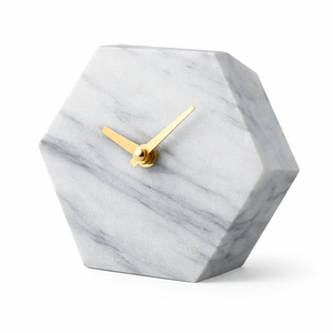 Nouvelle Horloge de Bureau en Marbre de Luxe avec des Accents en Laiton Moderne, Formes Géométriques, Décoration Unique pour la Maison, le Bureau, le Salon et Idées Cadeaux - Product Image 4