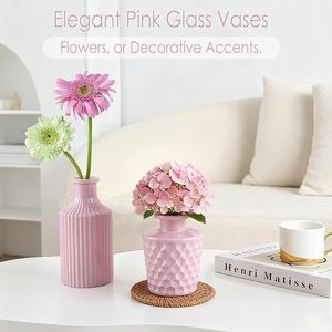 Set di 12 Mini Vasi in Vetro Vintage Rosa Pallido per Centrotavola Floreali per Matrimoni e Decorazioni Domestiche - Product Image 4