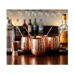 Hammered Copper Moscow Mule <b>Mugs</b> <b>Set</b> For Chilled Cocktails Stylish Drinkware For Kitchen Bar And Party Serving - Product Image 1