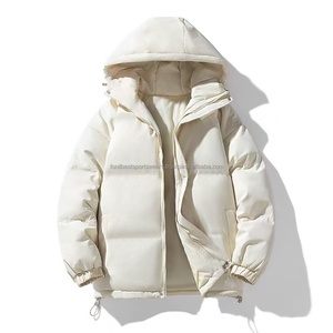 Veste matelassée à capuche pour homme, hiver, décontractée, coupe-vent, écologique, rembourrage en coton, 240g de rembourrage en polyester, fermeture éclair, couleur unie - Product Image 2