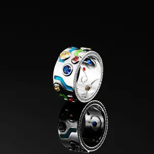 Anillo de Moissanita Estilo Hip Hop con Baño de Plata de Ley y Gema Azul Aguamarina, Diseño de Lujo para Bodas - Product Image 3