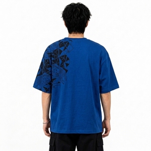 Camiseta de Manga Corta para Hombre, 100% Algodón, Corte Holgado, Cuello Redondo, Estampado Gráfico Personalizado, Hombros Caídos, Estilo Urbano, Talla Grande - Product Image 2