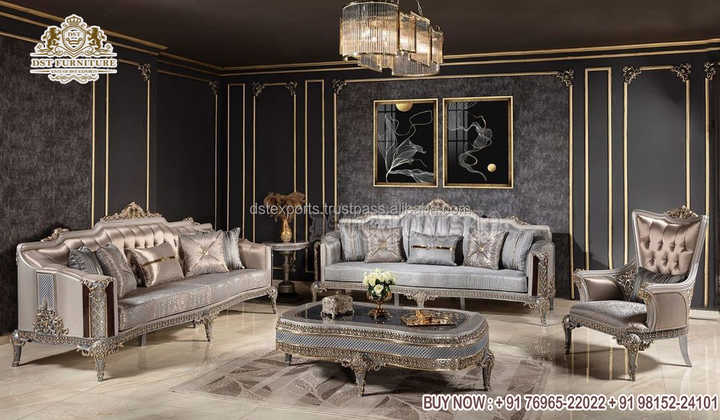 Royal Palace 7 Seater Sofa Set for Living Area Designer Handcrafted 7 ...