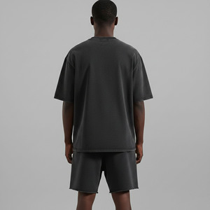 T-shirt en coton 100% de haute qualité, 340 g/m², écologique, avec logo personnalisé imprimé en sérigraphie, coupe classique, respirant, épaules tombantes, délavage acide - Product Image 6