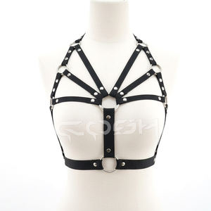 Harnais de corps noir à lanières en maille - Product Image 1