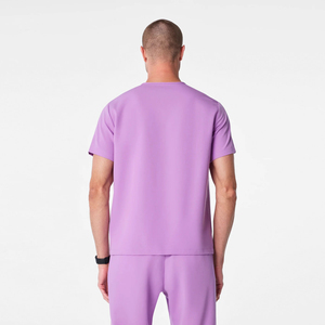 Wholesale <b>Scrub</b> Set Spandex/Polyester Knitted Hospital Uniform Pants V-Neck Top Pocket Needle Detection Customized Color Logo - Product Image 5