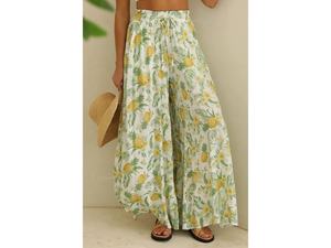 Pantalon en coton taille haute pour femme-Taille personnalisée Coupe ample Respirant Streetwear d'été avec logo élastique Design frontal plat - Product Image 6