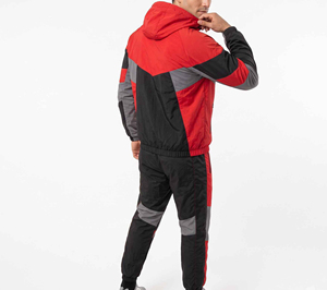 Survêtement d'hiver pour homme imprimé color block, col rond, fermeture éclair, décontracté, respirant, léger, 100 % nylon, imperméable et coupe-vent - Product Image 6