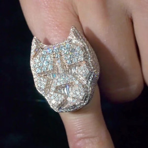 Luxury Panther Face Ring With Moissanite Diamond Iced Out Fashion Jewelry Gift Collection - Product Image 4