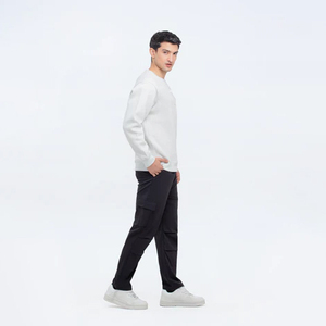 Sudadera de cuello redondo para hombre, 100% algodón, corte holgado, con estampado personalizado en relieve, tejido French Terry grueso y hombros caídos, ideal para invierno. - Product Image 3