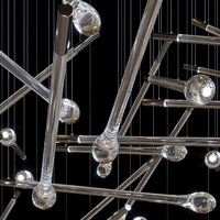 Lampe pendante en forme de goutte d'eau en verre d'art de concepteur longue lampe pendante en cristal de goutte de pluie lampes suspendues au plafond à vendre