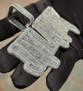 Luxury Moissanite Letter Pendant 925 Silver Baguette Cut Channel Setting Themed Charm Unisex Gift Jewelry - Product Image 1
