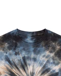 Camiseta Tie Dye Azul Gris para Hombre, Cuello Redondo, Manga Corta, Algodón, Estilo Casual Urbano, Lavado Vintage, Personalizada, OEM, Proveedor de Camisetas al por Mayor - Product Image 6