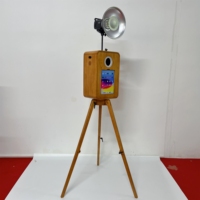 Machine à photos vintage en bois de chêne, photomaton rétro en bois pour mariages et événements, compatible avec les appareils photo, les iPad et les smartphones