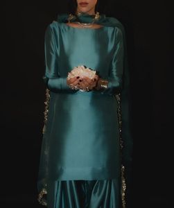 ชุดแฟชั่นผ้าไหมเครปสำหรับผู้หญิง พร้อมผ้าคลุมไหล่ สำหรับงานปาร์ตี้ สไตล์ซัลวาร์ คามีซ ปักลายประดับเลื่อม ระบายอากาศได้ดี ทรงหลวม ไม่ยับง่าย - Product Image 5