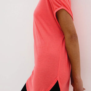 Camiseta de Manga Corta para Mujer, Ecológica, 100% Algodón Orgánico, Lisa, de Corte Largo, Secado Rápido y Transpirable, Informal de Verano - Product Image 3