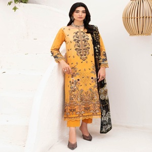 <b>Eid</b> Sale Indian-<b>Pakistani</b> Heavy Embroidery Work Pure Cotton Ethnic Modern Three Piece Salwar Kameez Saari for Women - Product Image 5