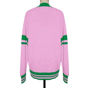 Cardigans personnalisés haut de gamme blancs et verts à col en V, manches longues, boutonnés sur le devant, en tricot, pour sororités et fraternités, vêtements d'hiver - Product Image 4