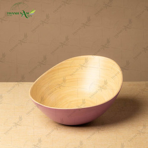 Tazón de Ensalada de Bambú Tejido Artesanal de Vietnam, Lacado, Desechable, Clásico, Ecológico, Color Personalizado, D20cm X H12cm - Product Image 4