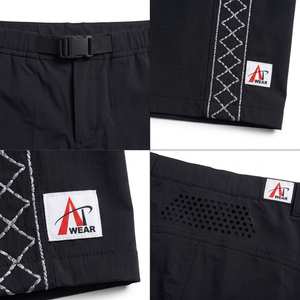 Custom Mens Utility Techwear <b>Shorts</b> Reflective Sashiko Embroidered Waterproof Ripstop Nylon OEM Activewear - Product Image 4