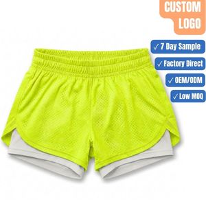 กางเกงกีฬาขาสั้นผ้าตาข่ายยืดหยุ่นสูง 4 ทิศทาง 2 in 1 แบบกระชับ OEM ขายส่ง - Product Image 1
