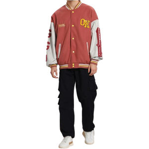 Chaqueta de Forro Polar de Primavera de Alta Calidad, Ligera, con Botones, Estilo Americano, Puños de Punto Acanalado, Corte Holgado, Chaqueta Varsity con Parches Frontales - Product Image 4