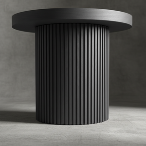 Modern Coffee Table Side End Table One Pillar Leg <b>Light</b> Brown Color Luxury Dynamic Color Durable Rubberwood <b>Oak</b> Materials 1 Year - Product Image 5