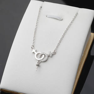 ชุดเครื่องประดับเงินแท้ S925 สำหรับทำเอง ประดับมุก พร้อมจี้รูปกุญแจ สัญลักษณ์ชายหญิง สร้อยคอพร้อมสาย 433 - Product Image 1