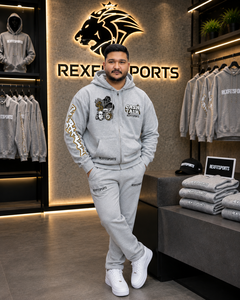 เสื้อฮู้ดซิปแบบมีลายกราฟิกสีเทาแบบกำหนดเอง REXFITSPORTS 2026 ผ้าฝ้ายผสมโพลีเอสเตอร์ ผ้าฟลีซ สตรีทแวร์ เสื้อสเวตเชิร์ตซิปเต็มตัว แบรนด์ส่วนตัว - Product Image 2