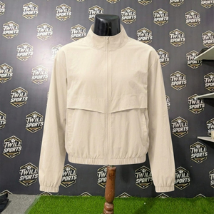 Chaqueta Ligera de Mujer, con Cierre, Cuello Alto, Corta, de Color Sólido, para Todas las Temporadas, Ropa de Exterior - Product Image 3