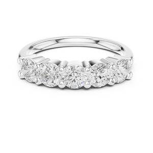 Anillo de compromiso y boda de cinco piedras con diamante cultivado en laboratorio, corte brillante redondo, VVS VS DEF, oro macizo de 14K, HPHT CVD - Product Image 6