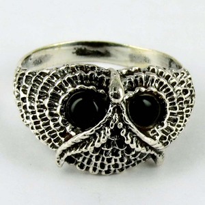 Bagues de mariage et de fête style bohème en argent sterling 925, serties clos, avec onyx noir taille ovale gravé, motif amoureux au design unique - Product Image 3