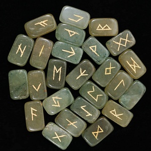 ชุดหินรูนหยกสีเขียว,คริสตัลแม่มดขัดเงาพร้อมแกะสลักสำหรับผู้สูงอายุ Futhark - Product Image 6