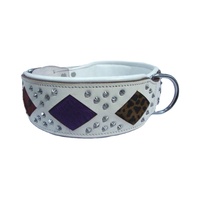 Collier pour chien réglable en PU de luxe, écologique et rembourré, avec strass, pierres de cristal et rivets décoratifs, personnalisable et solide