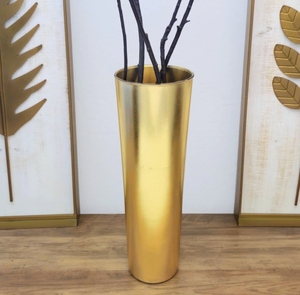 Handmade Modern Gold Metal Floor <b>Vase</b> Tapered Tall <b>Decorative</b> Flower Vessel Luxury Living Room Centerpiece Interior Accent - Product Image 3