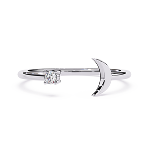Women's White Gold Minimalist Diamond Engagement <b>Ring</b> Round Brilliant Cut GIA Certified Natural Diamond - Product Image 4