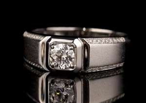 Anillo de Compromiso de Moissanita para Hombre, Corte Brillante Redondo, Engaste de Garras, Joyería para Aniversario de Bodas - Product Image 2